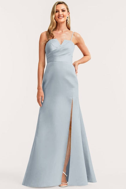 Robe de Soirée Satin Mauve Élégant