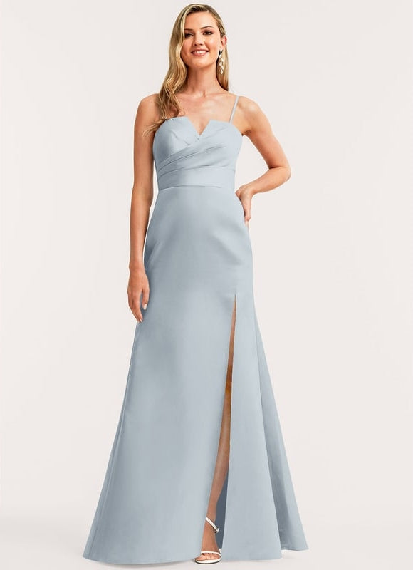 Robe de Soirée Satin Mauve Élégant