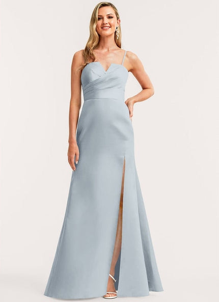Robe de Soirée Satin Mauve Élégant