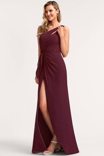Robe de Soirée Asymétrique Bordeaux - gallery 5