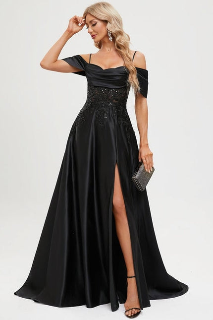 Robe de Soirée Noir Satin Glamour - gallery 3
