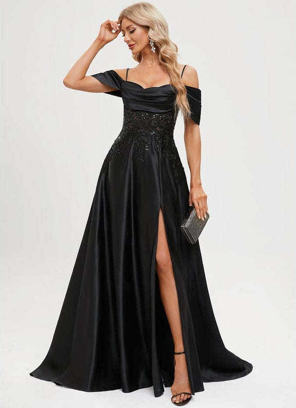 Robe de Soirée Noir Satin Glamour - gallery 3