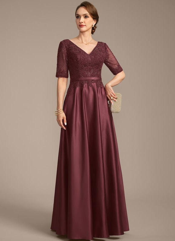 Robe de Soirée Bourgogne Satiné - gallery 2