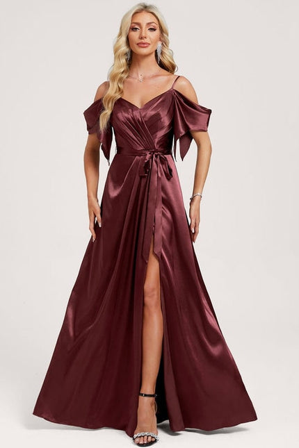 Robe de Soirée Satin Vert Pâle - gallery 1