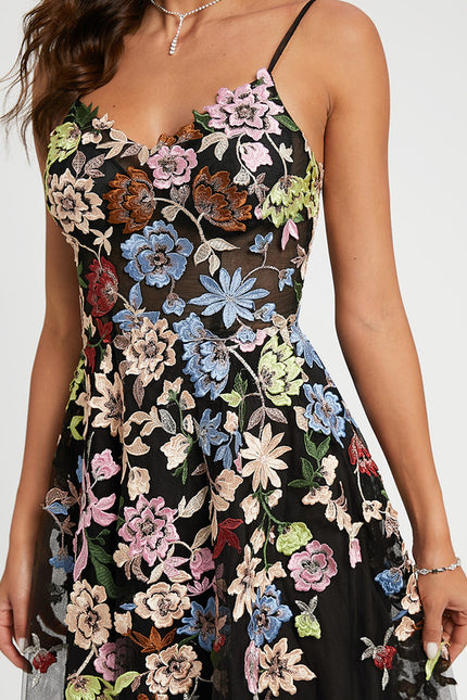 Robe de Soirée Éclat Floral Noir - gallery 3