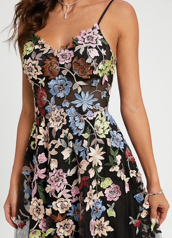Robe de Soirée Éclat Floral Noir - gallery 3