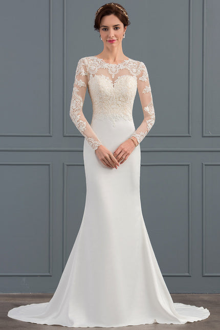 Robe de Soirée De Dentelle Satinée - gallery 1