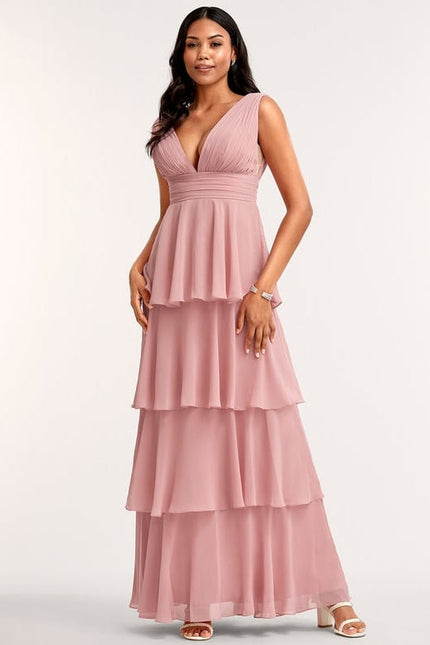 Robe de Soirée Mousseline Beige