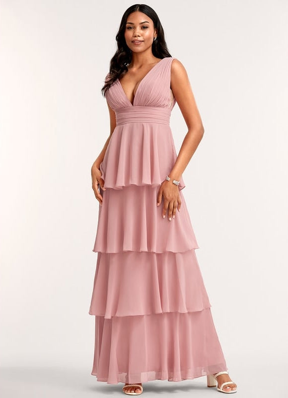 Robe de Soirée Mousseline Beige