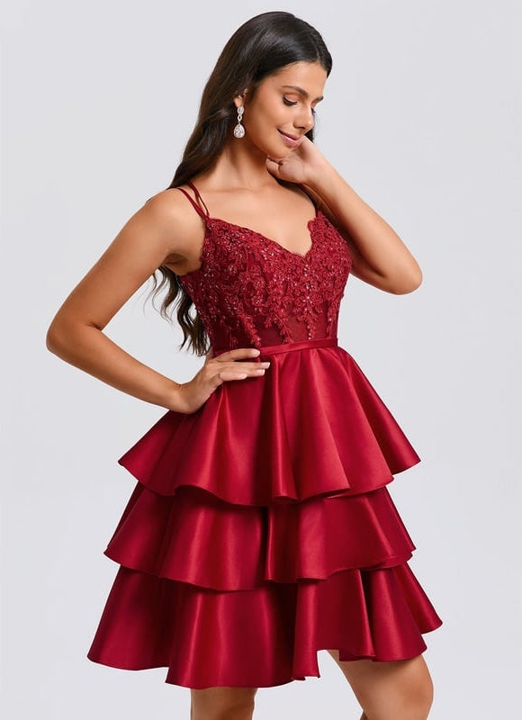 Robe de Soirée Volants Satinée - gallery 5