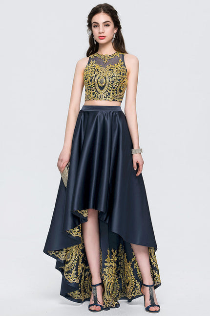 Robe de Soirée Éclat Doré Asymétrique - gallery 1