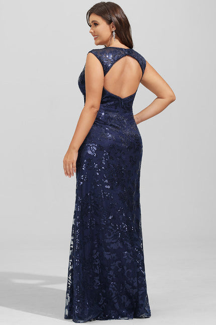 Robe Longue Bleue Pailletée Soirée - gallery 9