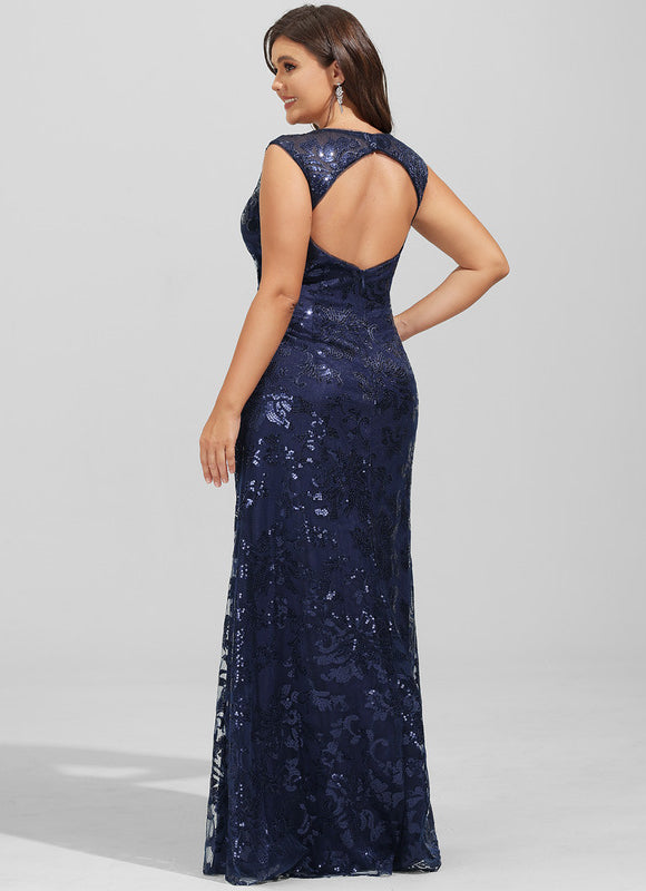 Robe Longue Bleue Pailletée Soirée - gallery 9