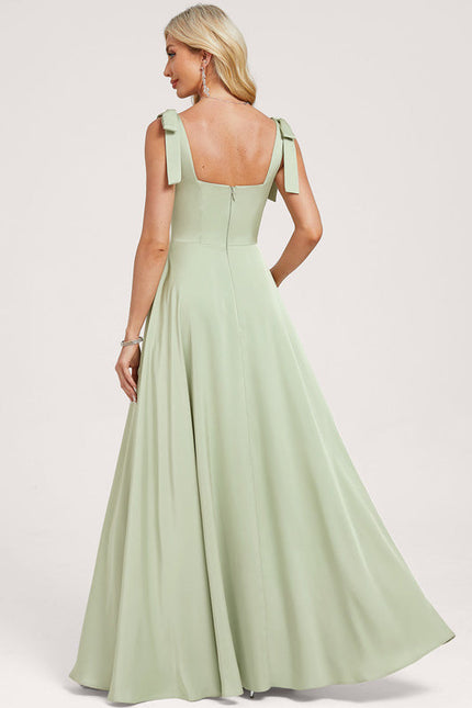 Robe de Soirée Satin Vert Pastel - gallery 4
