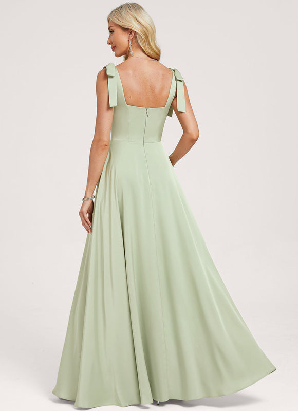 Robe de Soirée Satin Vert Pastel - gallery 4