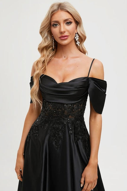 Robe de Soirée Noir Satin Glamour - gallery 4