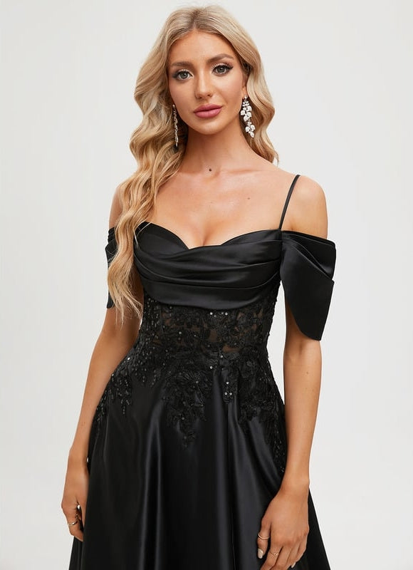Robe de Soirée Noir Satin Glamour - gallery 4