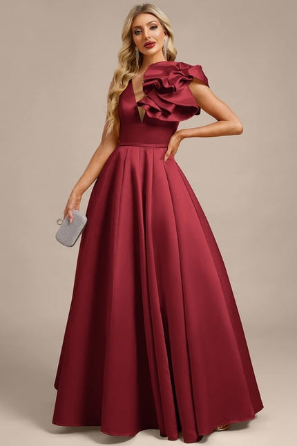 Robe de Soirée Bordeaux Volumineuse - gallery 2
