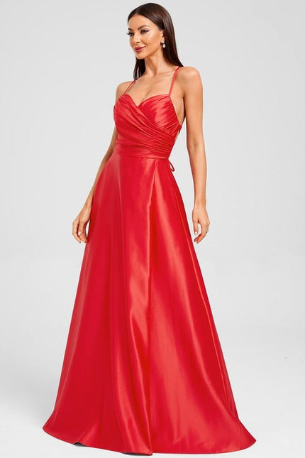 Robe de Soirée Satinée Rubis - gallery 3