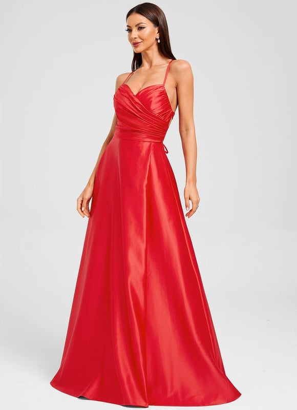 Robe de Soirée Satinée Rubis - gallery 3