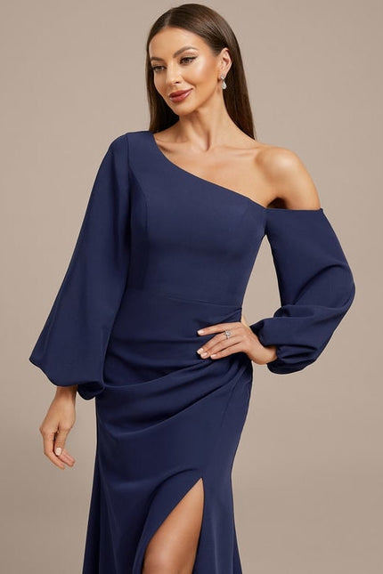 Robe de Soirée Navy Élégance Drapée - gallery 1