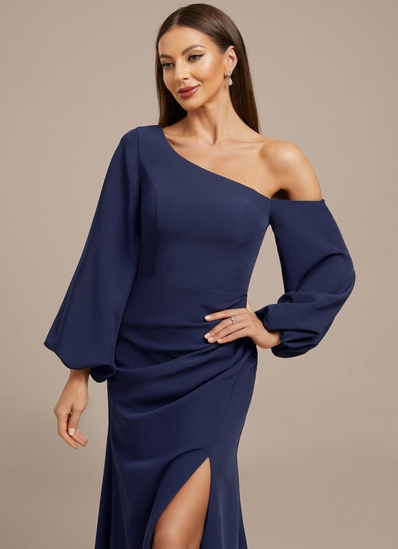 Robe de Soirée Navy Élégance Drapée - gallery 1