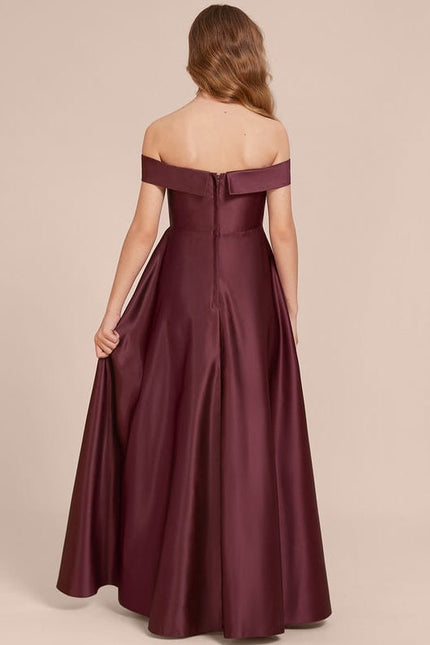 Robe de Soirée Satin Bordeaux - gallery 1