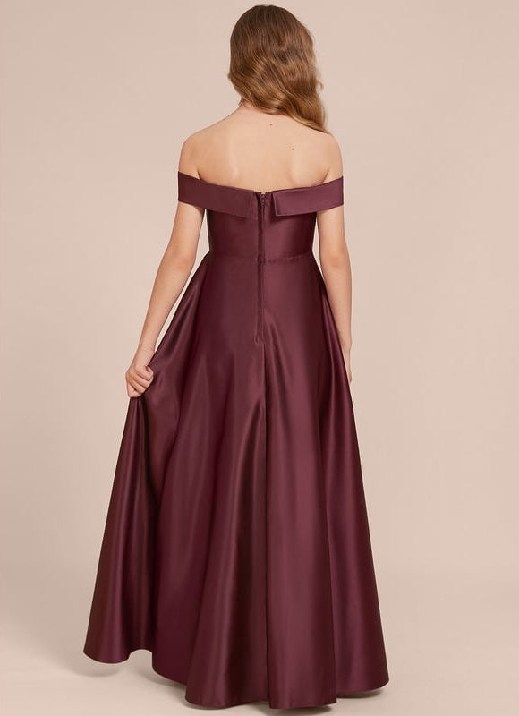 Robe de Soirée Satin Bordeaux - gallery 1