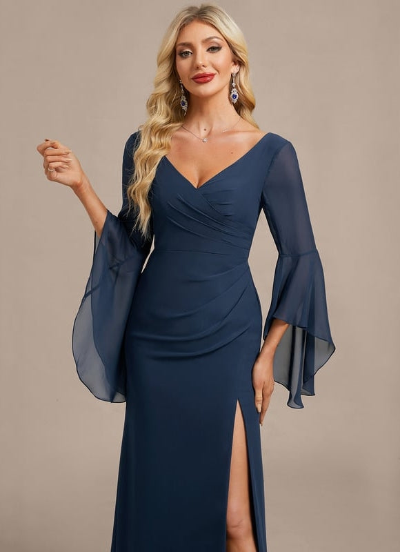 Robe de Soirée Fluide Marine - gallery 1