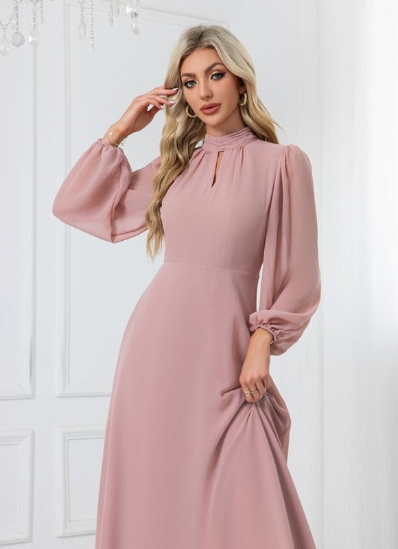 Robe de Soirée Midi Rose Poudré - gallery 3