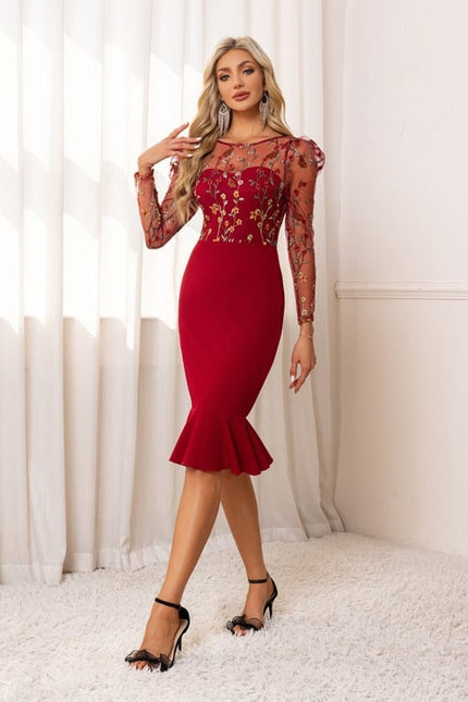 Robe De Soirée Rouge Dentelle - gallery 5