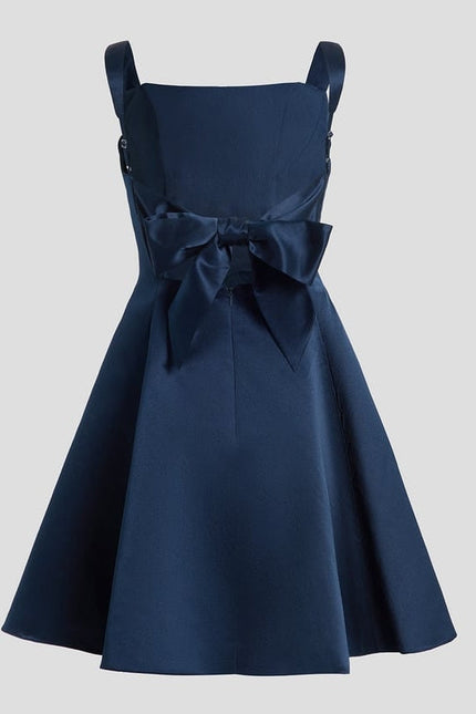 Robe de Soirée Satinée Marine - gallery 8