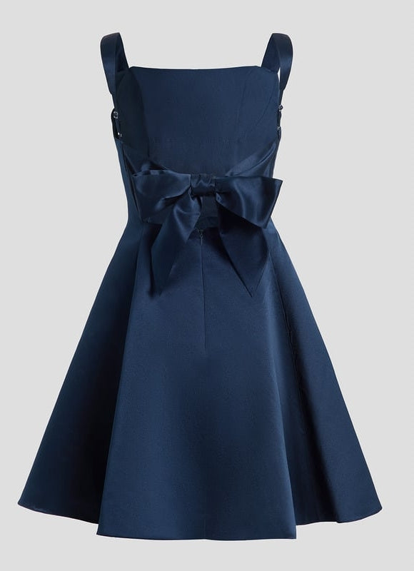 Robe de Soirée Satinée Marine - gallery 8