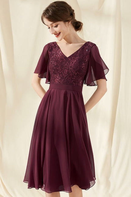 Robe de Soirée Velours Bourgogne Chic - gallery 1