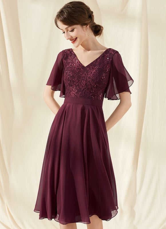 Robe de Soirée Velours Bourgogne Chic - gallery 1