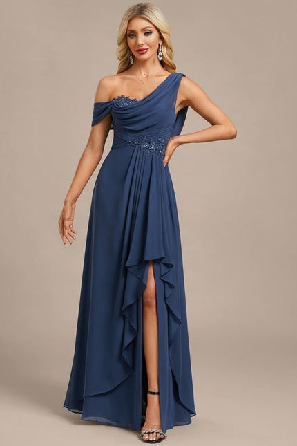 Robe de Soirée Mousseline Bleu