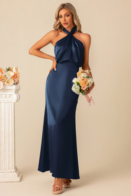 Robe de Soirée Satin Vert Poudré - gallery 8