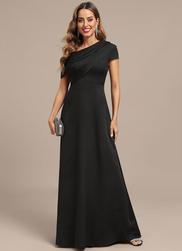 Robe De Soirée Satin Noir - gallery 2