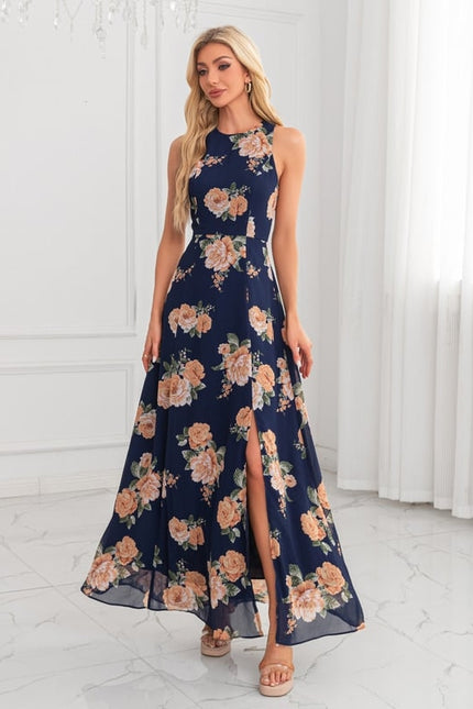 Robe de Soirée Fleur Marine Chic