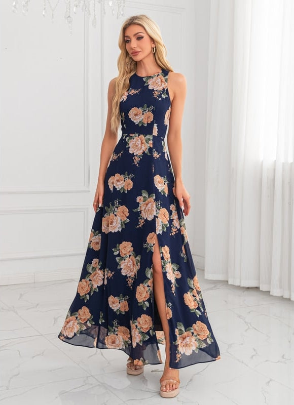 Robe de Soirée Fleur Marine Chic