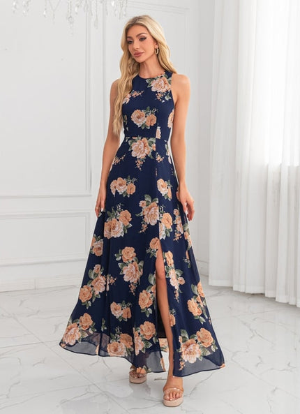 Robe de Soirée Fleur Marine Chic