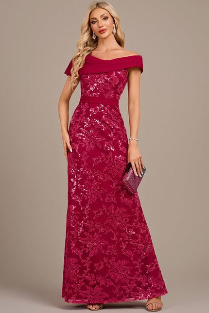 Robe de Soirée Rouge Floral Chic
