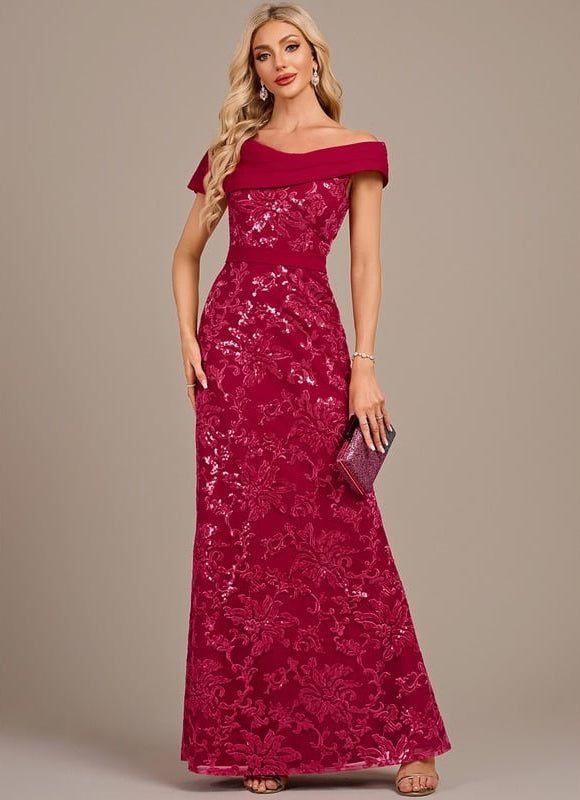 Robe de Soirée Rouge Floral Chic
