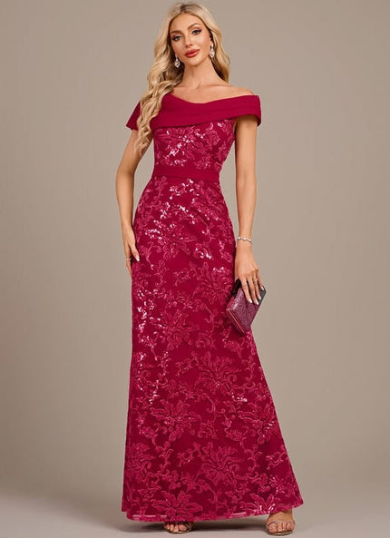 Robe de Soirée Rouge Floral Chic