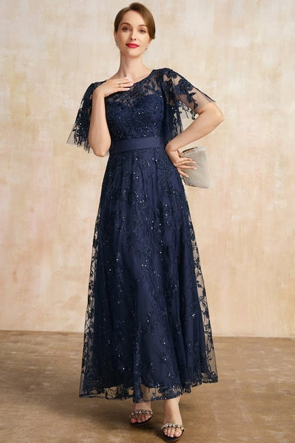 Robe de Soirée Élégance Marine Dentelle - gallery 2