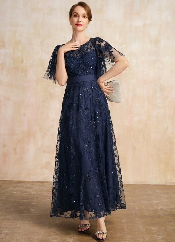 Robe de Soirée Élégance Marine Dentelle - gallery 2