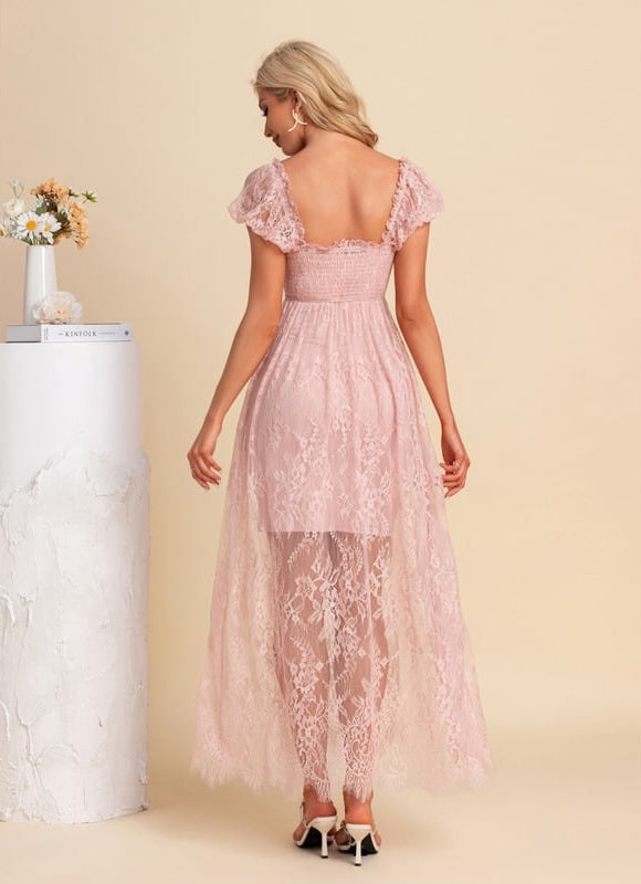 Robe de Soirée Dentelle Rosée - gallery 1
