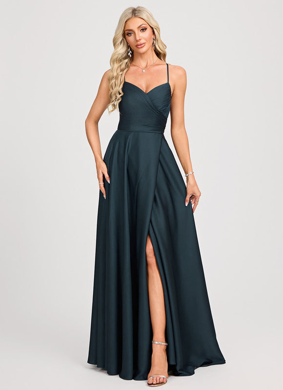 Robe de Soirée Envolée De Satin - gallery 2