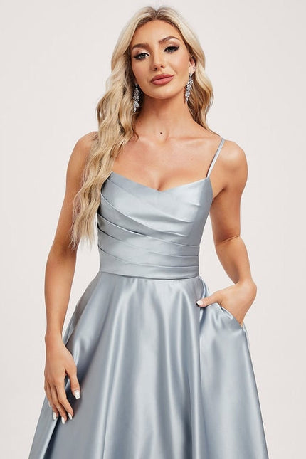 Robe de Soirée Satinée Céleste - gallery 3