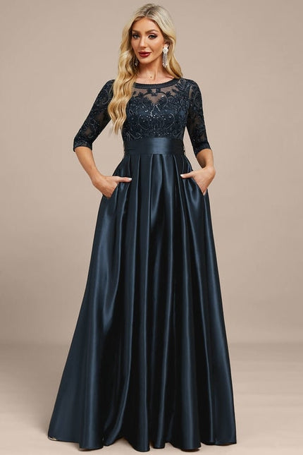 Robe de Soirée Satin Noir Élégant - gallery 2